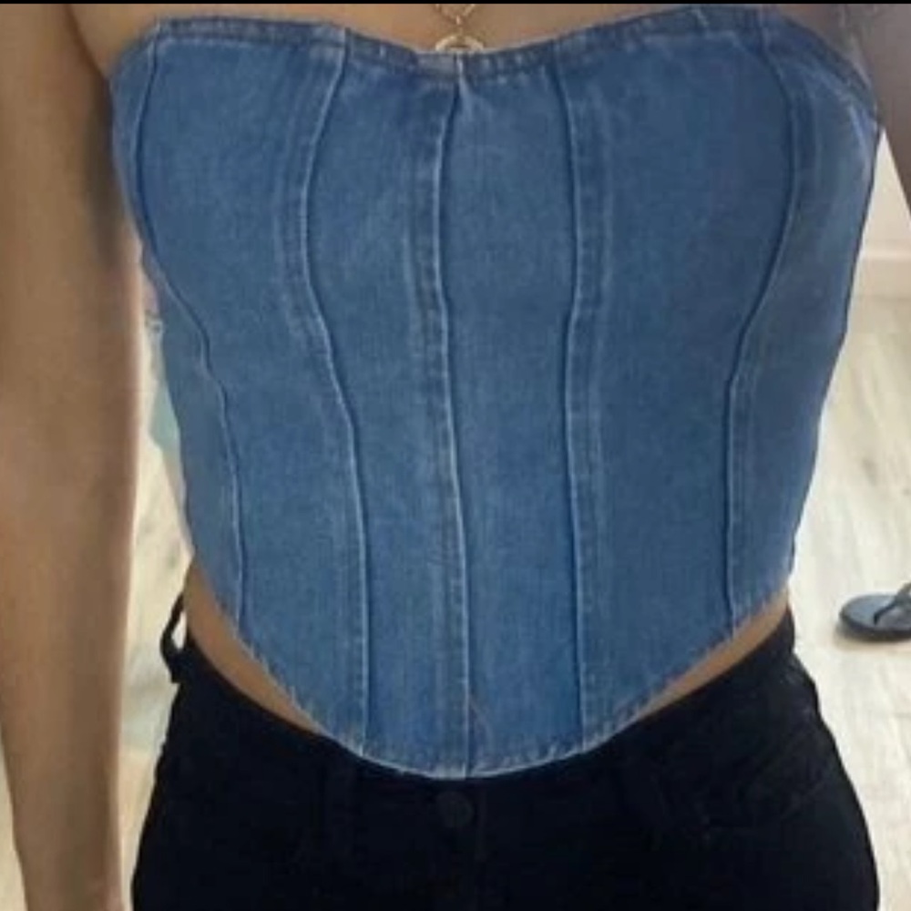 Blue Denim Corset Top